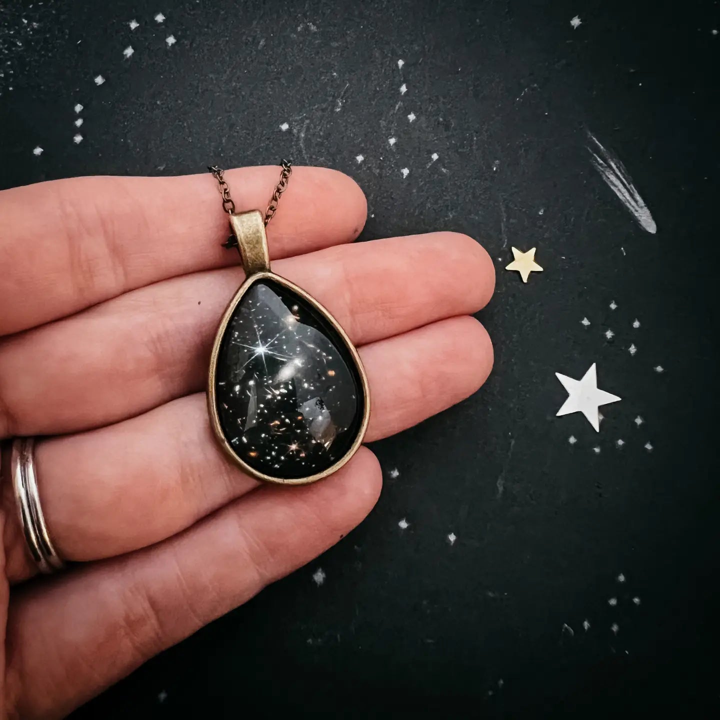Deep Field Drops in Cosmic Ocean Teardrop Necklace
