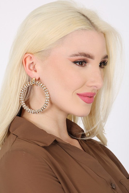 BOLD RHINESTONE HOOP EARRINGS - Nova Luxe Charm