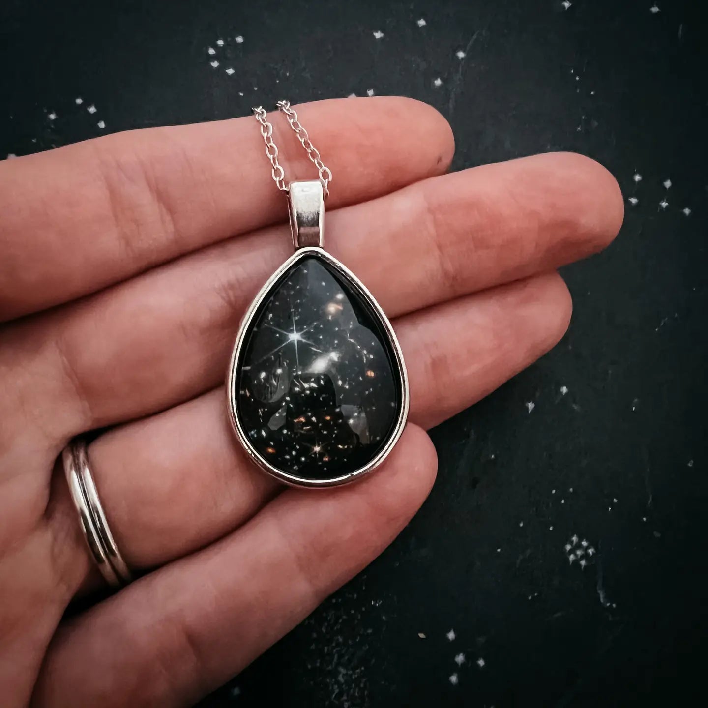 Deep Field Drops in Cosmic Ocean Teardrop Necklace