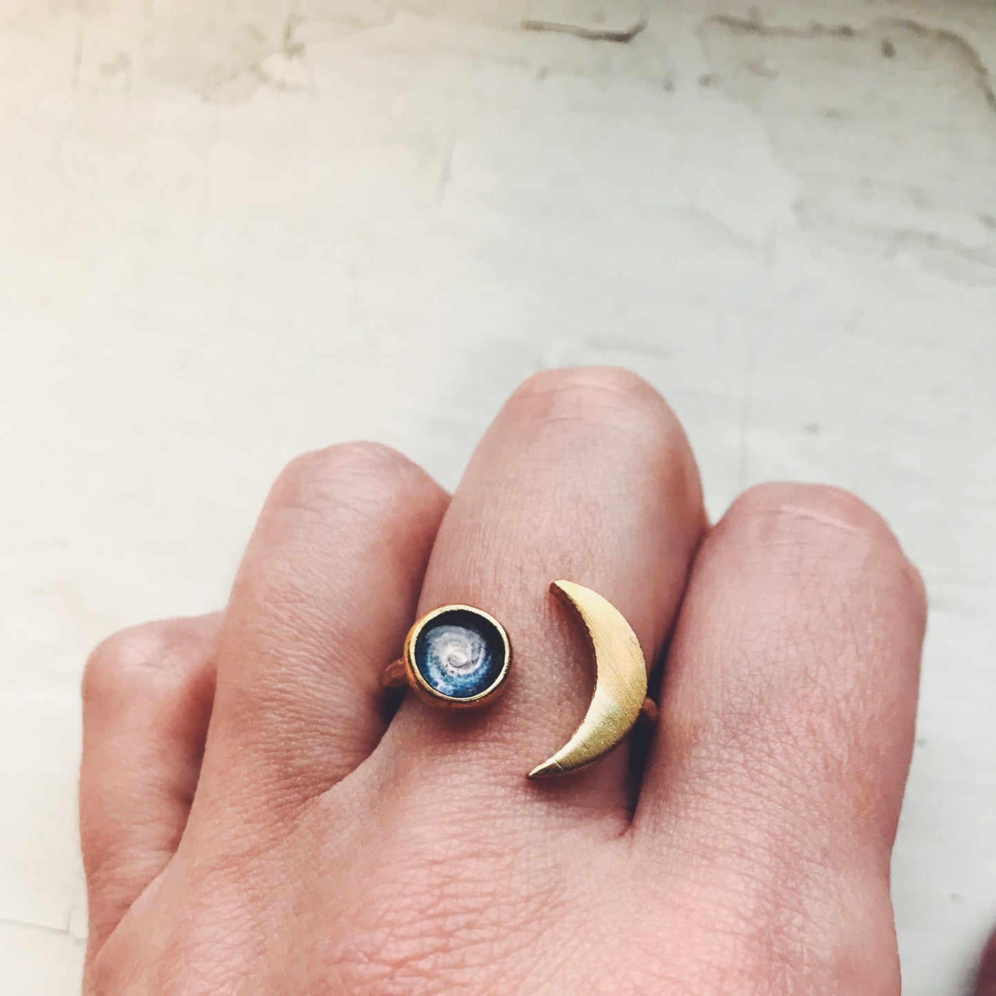 Crescent Moon Galaxy Space Ring - Nova Luxe Charm
