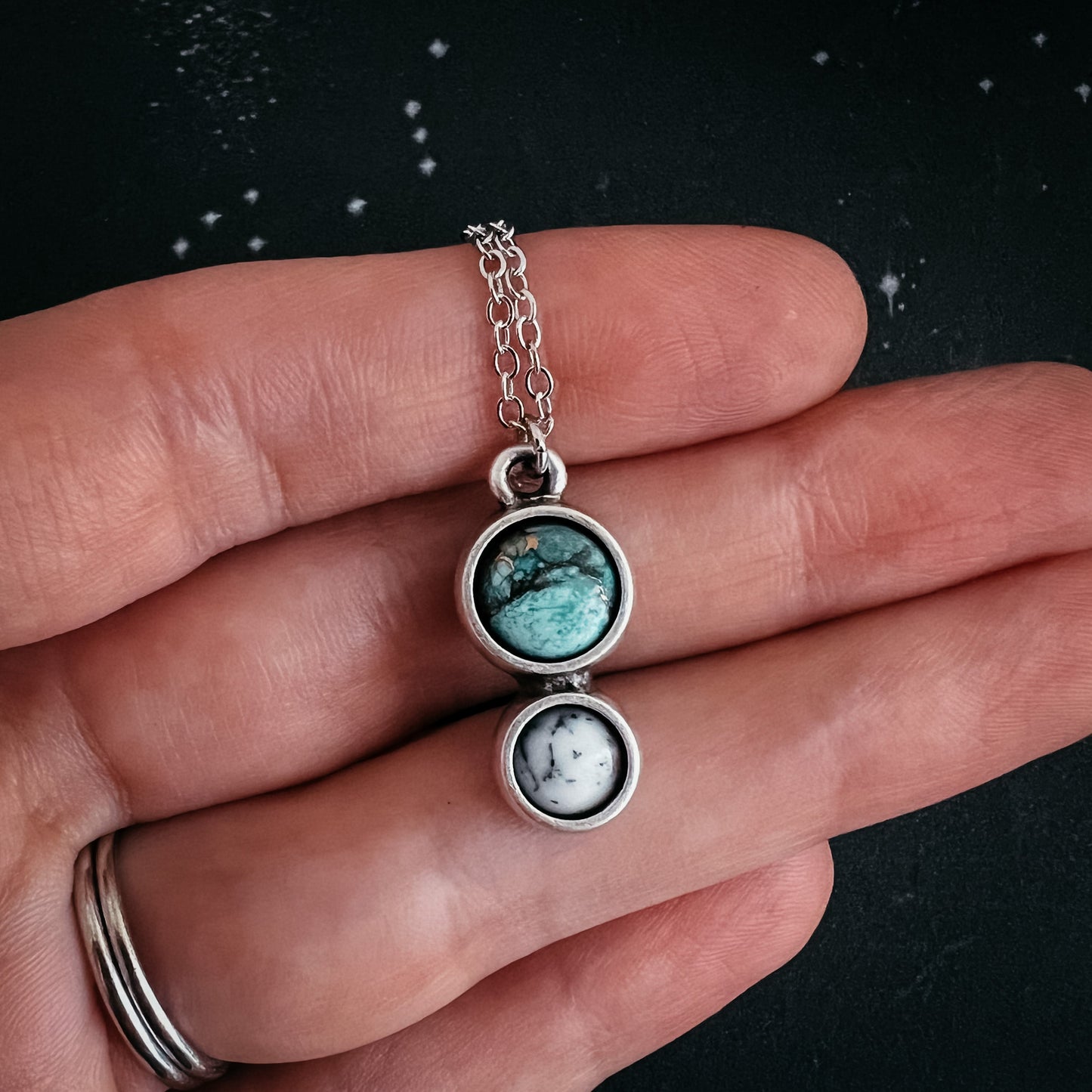 Simple Earth and Moon Natural Stones Pendant Necklace - Nova Luxe Charm