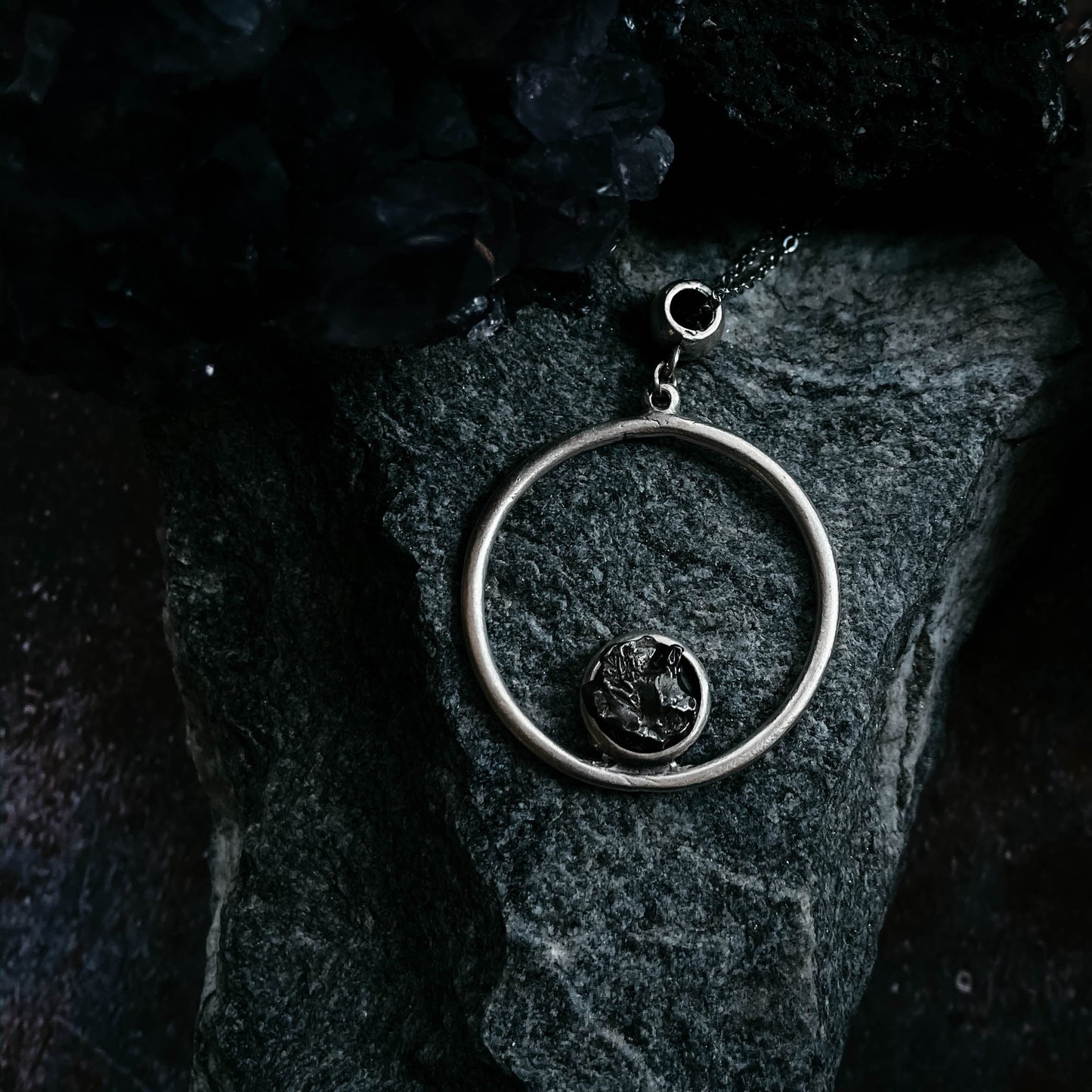 Circle Necklace with Authentic Raw Meteorite - Nova Luxe Charm