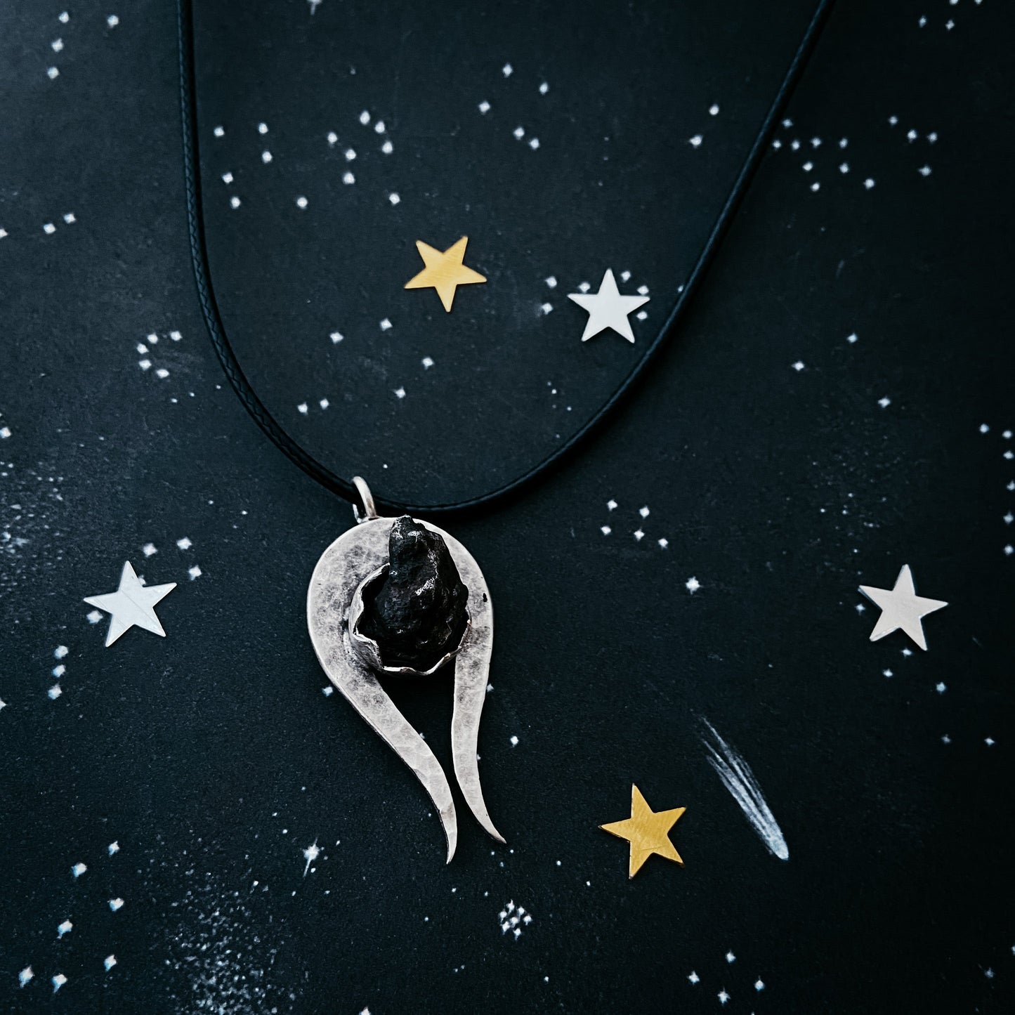 Comet Necklace with Authentic Meteorite - Nova Luxe Charm