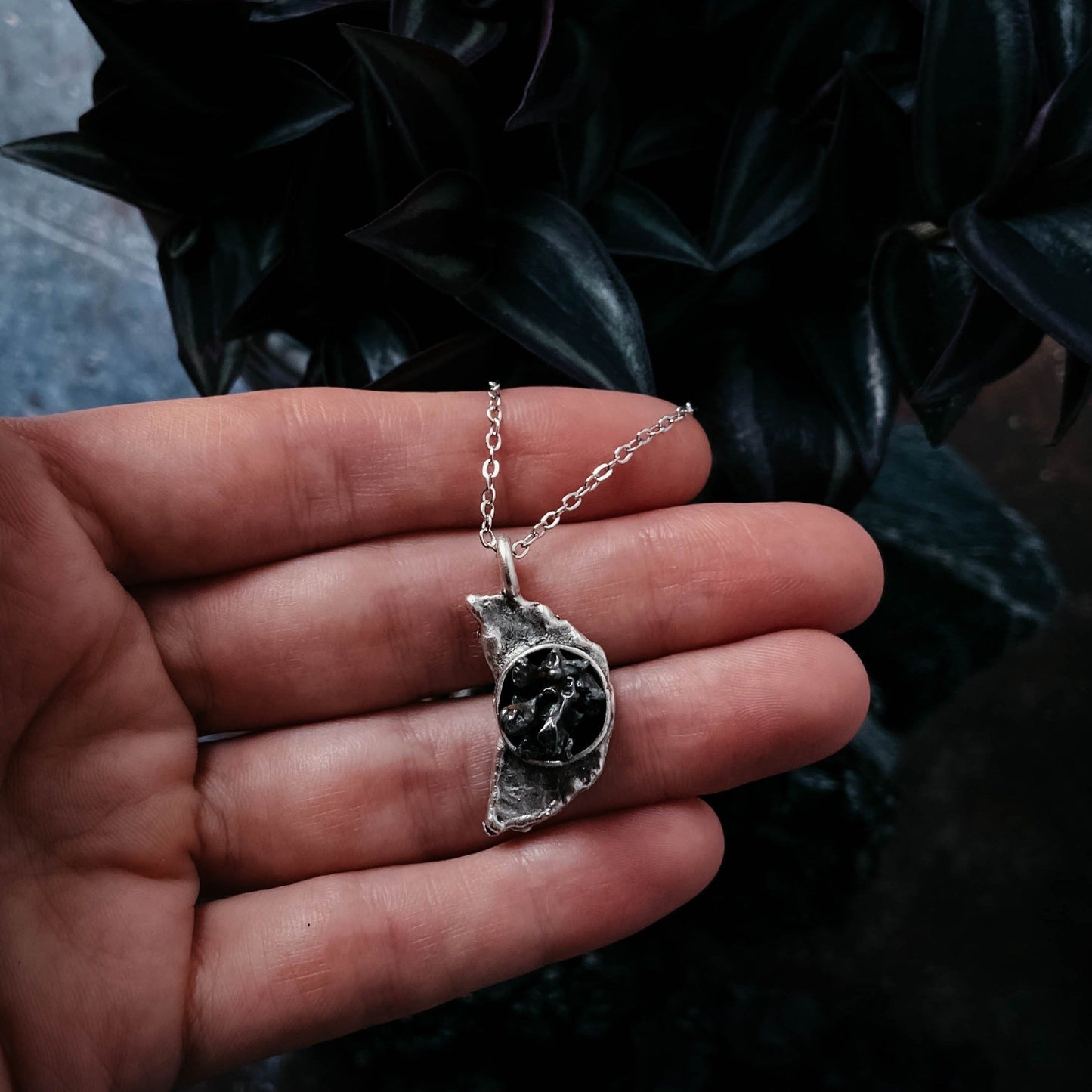 Crescent Moon Necklace with Authentic Meteorite - Nova Luxe Charm
