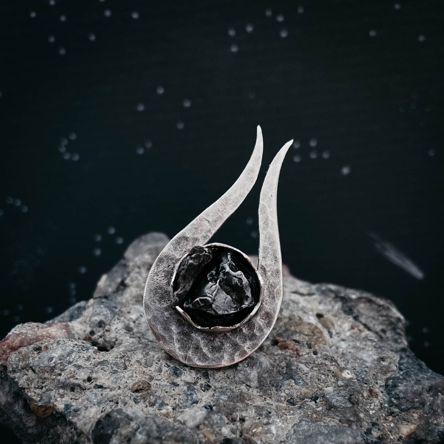 Comet Ring with Authentic Meteorite - Nova Luxe Charm