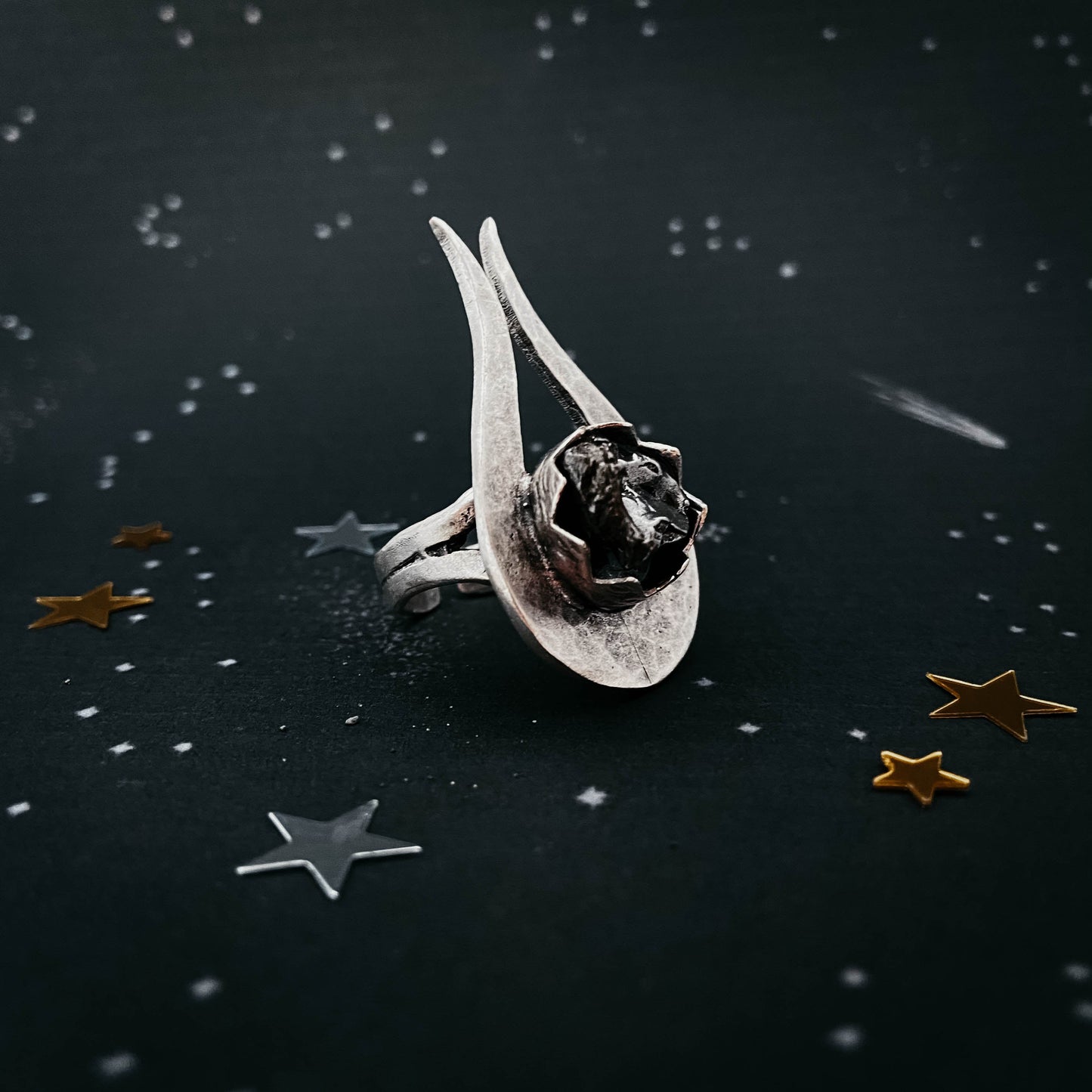 Comet Ring with Authentic Meteorite - Nova Luxe Charm