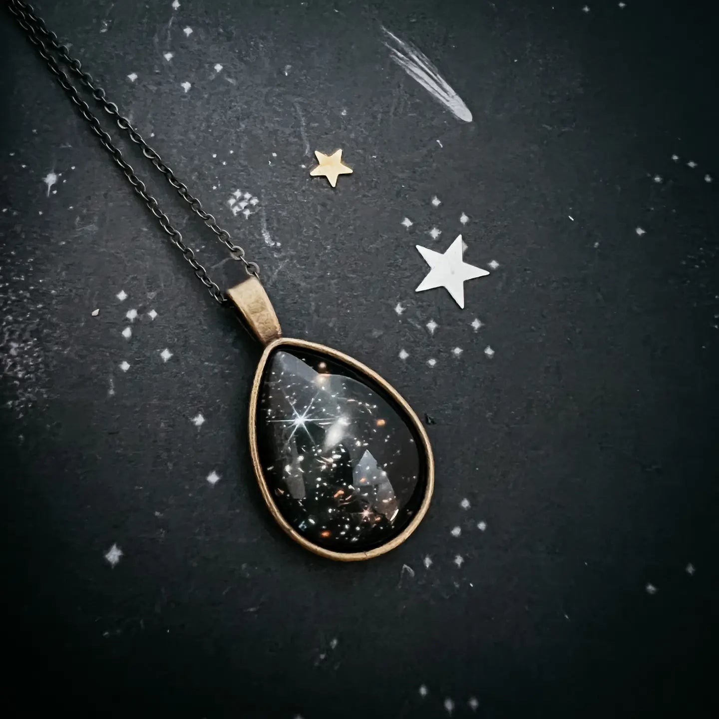 Deep Field Drops in Cosmic Ocean Teardrop Necklace