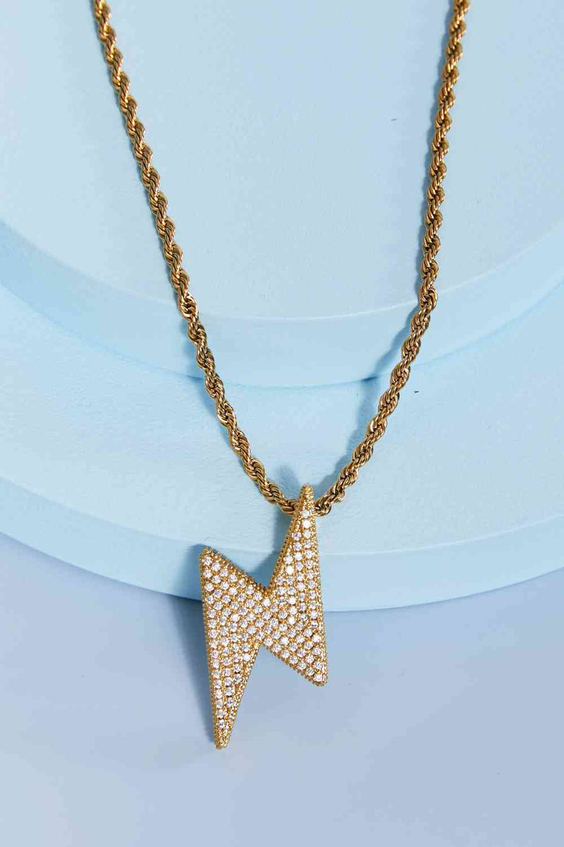 Brass Lightning Pendant Necklace - Nova Luxe Charm