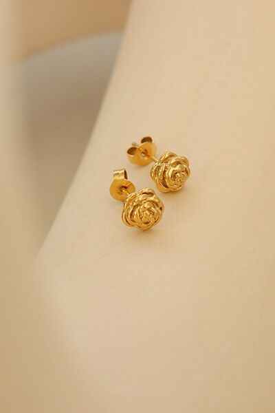 Titanium Steel Flower Stud Earrings