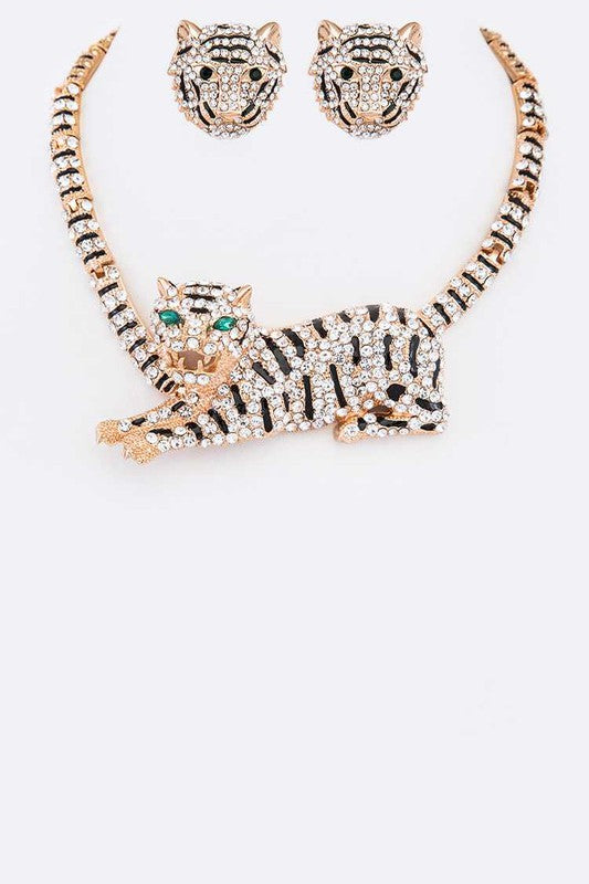 Crystal Tiger Statement Necklace Set - Nova Luxe Charm