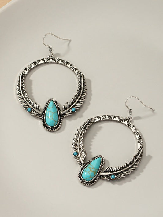 Boho distressed feather circle earrings - Nova Luxe Charm