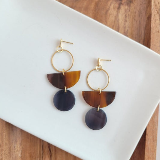 Wren Earrings - Walnut & Black - Nova Luxe Charm