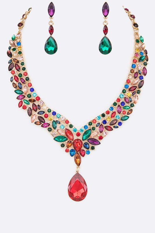 Crystal Statement Red Necklace Set - Nova Luxe Charm