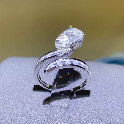 3 Carat Moissanite Zircon 925 Sterling Silver Bypass Ring - Nova Luxe Charm