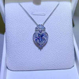 3 Carat Moissanite 925 Sterling Silver Heart Pendant Necklace