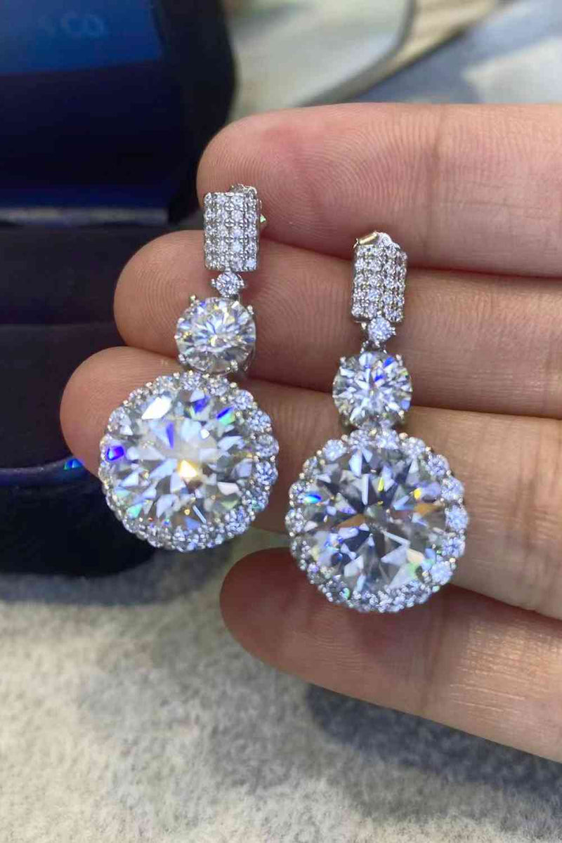 12 Carat Moissanite Platinum-Plated Drop Earrings - Nova Luxe Charm