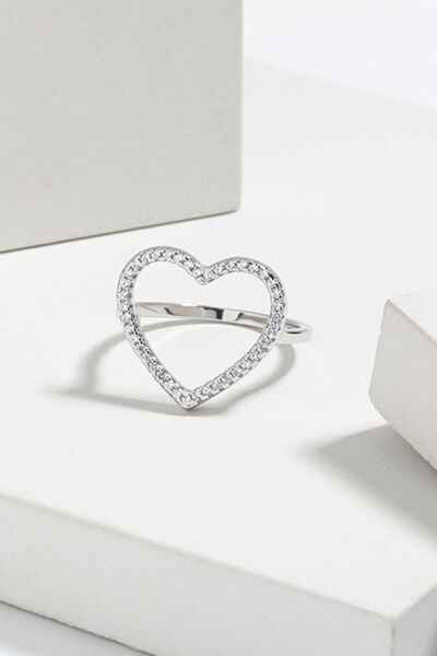 925 Sterling Silver Inlaid Zircon Heart Ring