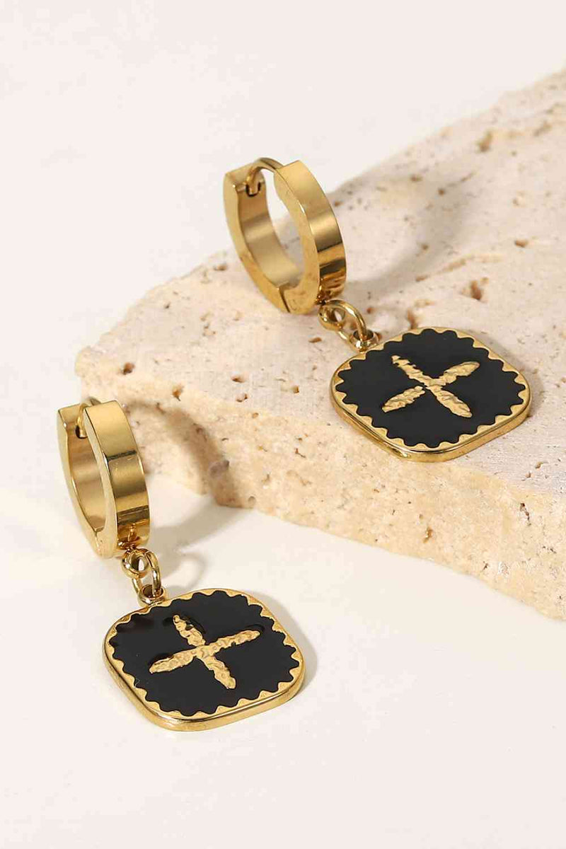 Plus Sign Square Shape Drop Earrings - Nova Luxe Charm