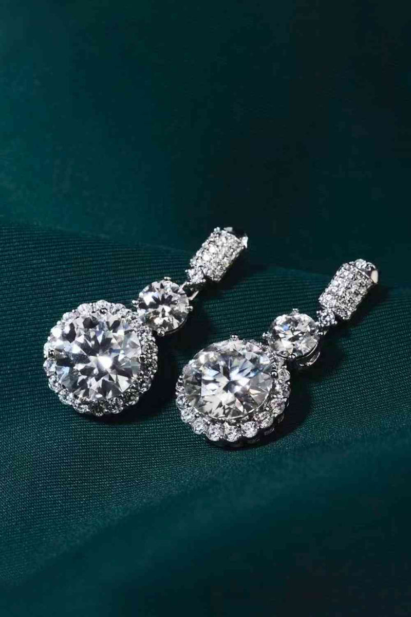 12 Carat Moissanite Platinum-Plated Drop Earrings - Nova Luxe Charm