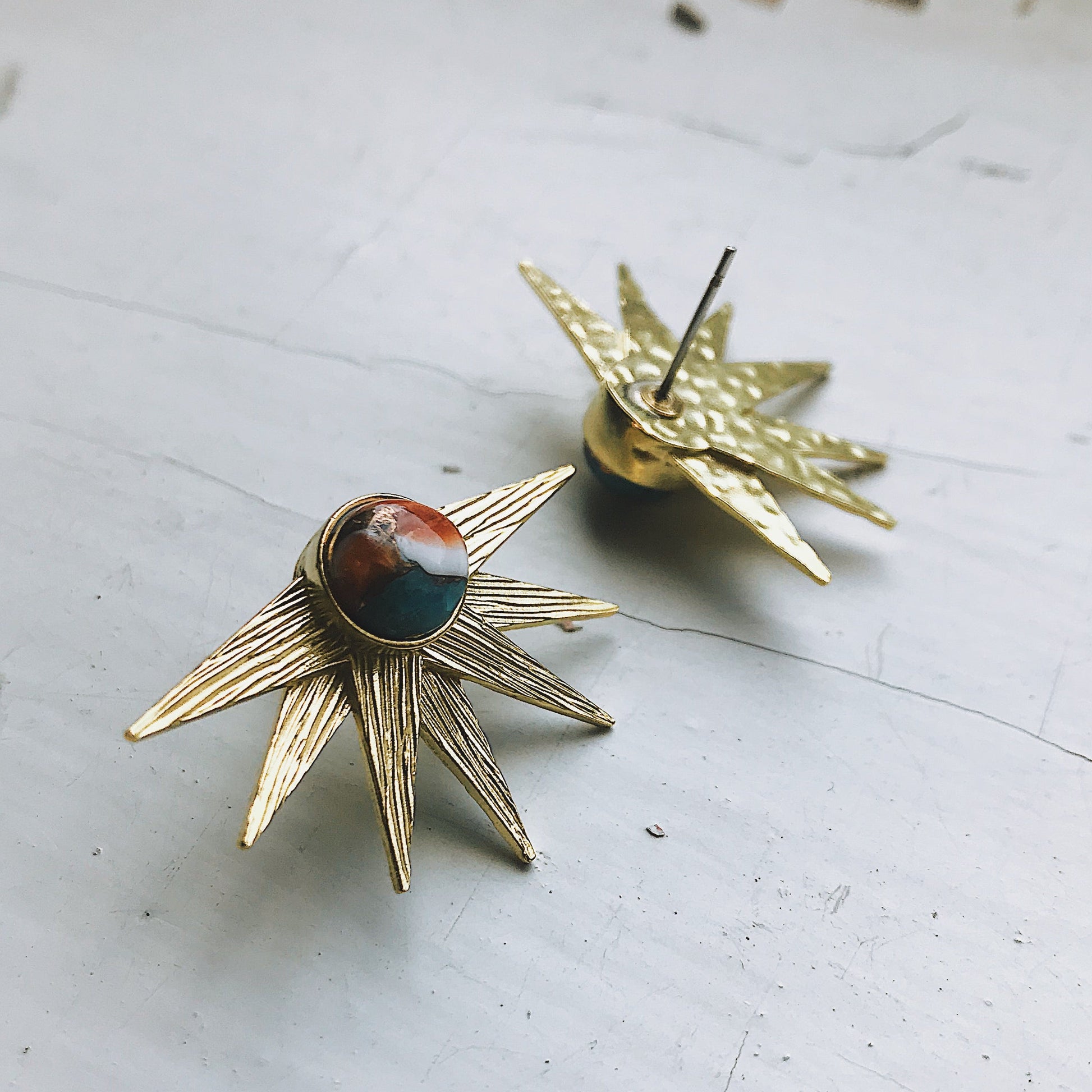 Sun Goddess Earrings with Copper Oyster Turquoise - Nova Luxe Charm