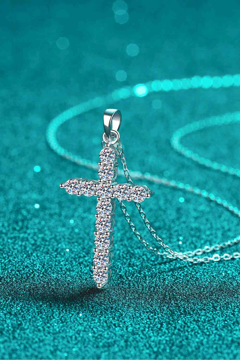 Adored 925 Sterling Silver Cross Moissanite Necklace - Nova Luxe Charm