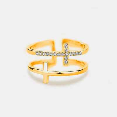 925 Sterling Silver Inland Zircon Cross Ring