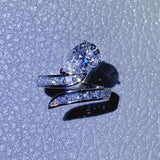 3 Carat Moissanite Zircon 925 Sterling Silver Bypass Ring - Nova Luxe Charm