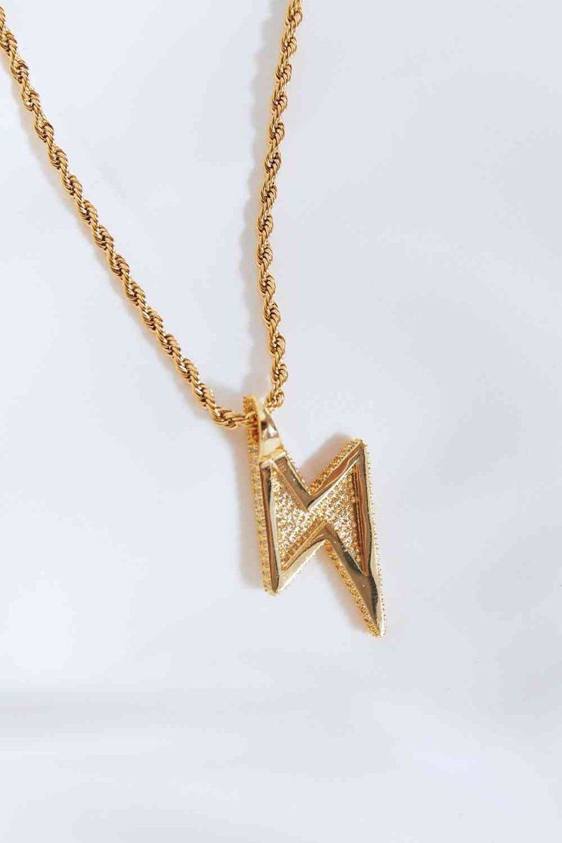 Brass Lightning Pendant Necklace - Nova Luxe Charm