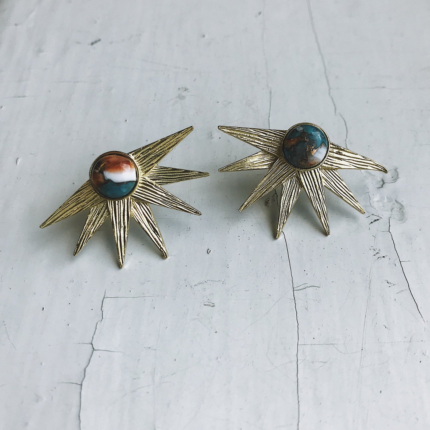 Sun Goddess Earrings with Copper Oyster Turquoise - Nova Luxe Charm