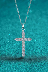 Adored 925 Sterling Silver Cross Moissanite Necklace - Nova Luxe Charm