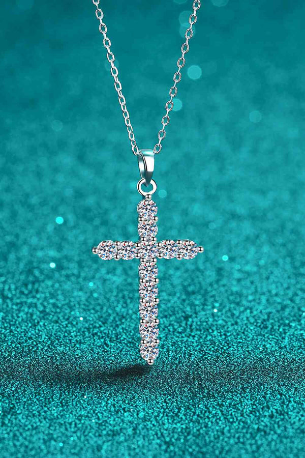 Adored 925 Sterling Silver Cross Moissanite Necklace - Nova Luxe Charm