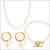 Pearl Necklace, Bracelet and Earrings 4-Piece Jewelry Set - Nova Luxe Charm