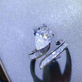 3 Carat Moissanite Zircon 925 Sterling Silver Bypass Ring - Nova Luxe Charm