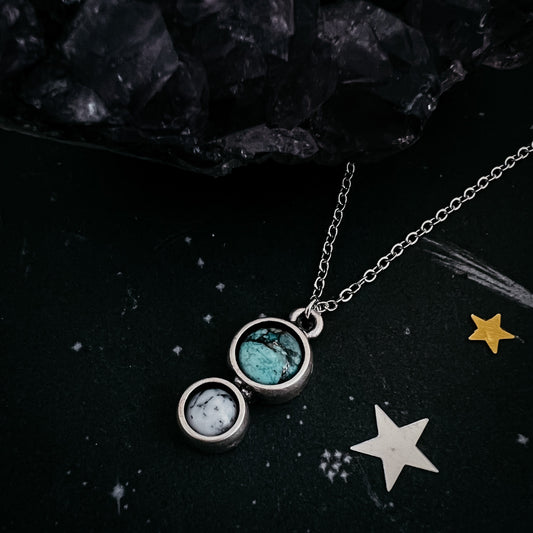 Simple Earth and Moon Natural Stones Pendant Necklace - Nova Luxe Charm