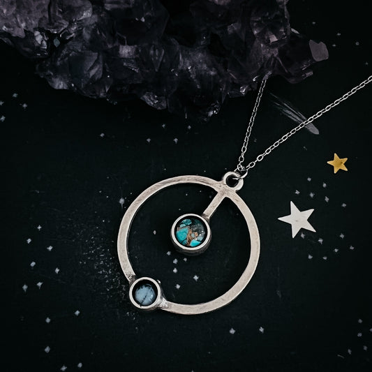 Artemis Necklace - Lunar Orbit Pendant with Natural Stones - Nova Luxe Charm