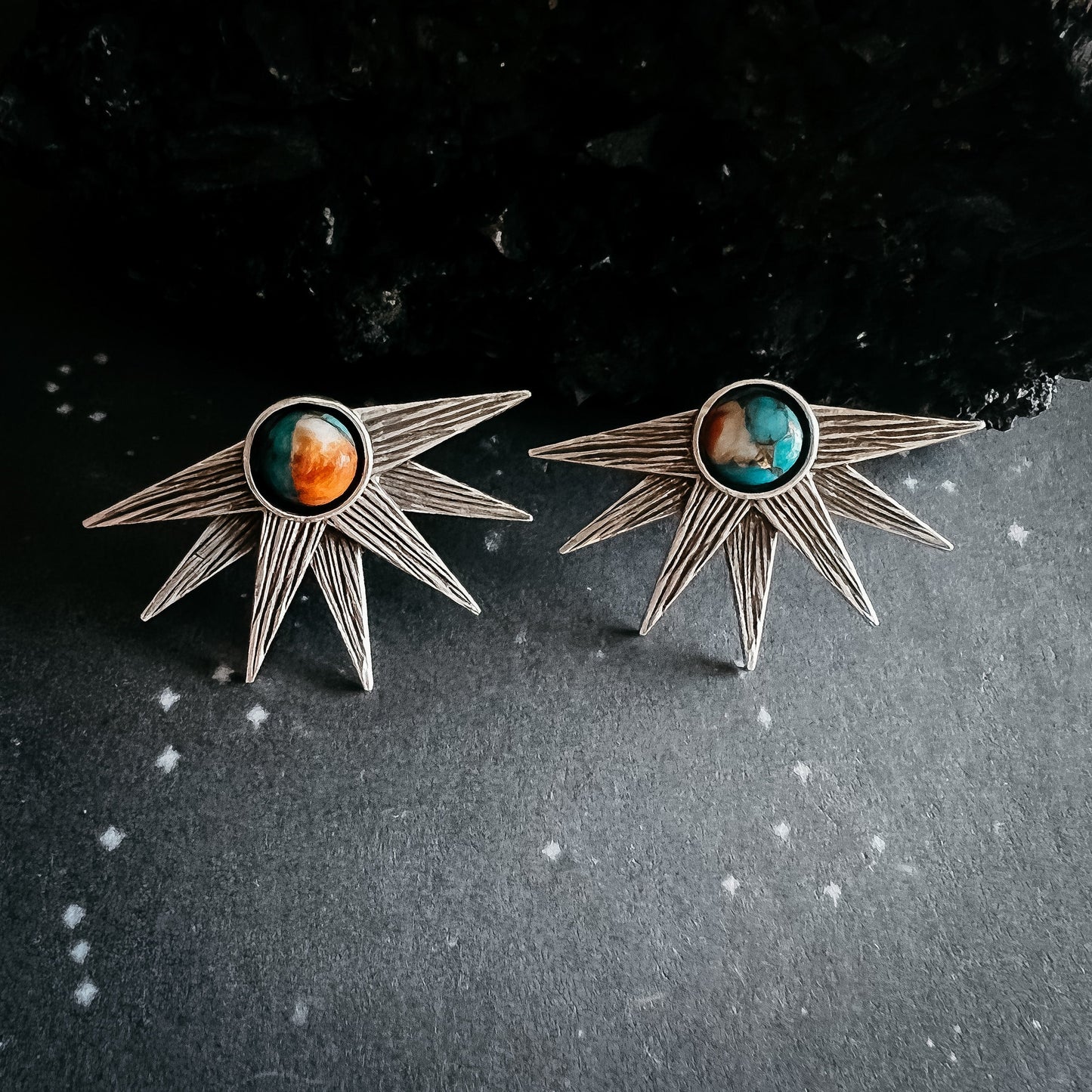 Sun Goddess Earrings with Copper Oyster Turquoise - Nova Luxe Charm