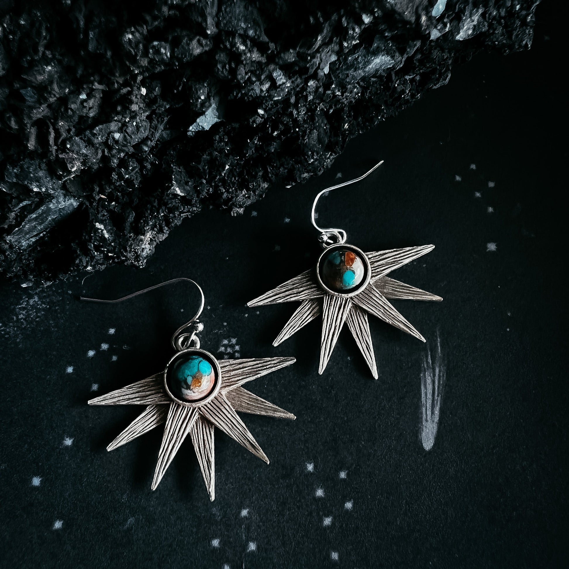 Sun Goddess Earrings with Copper Oyster Turquoise - Nova Luxe Charm
