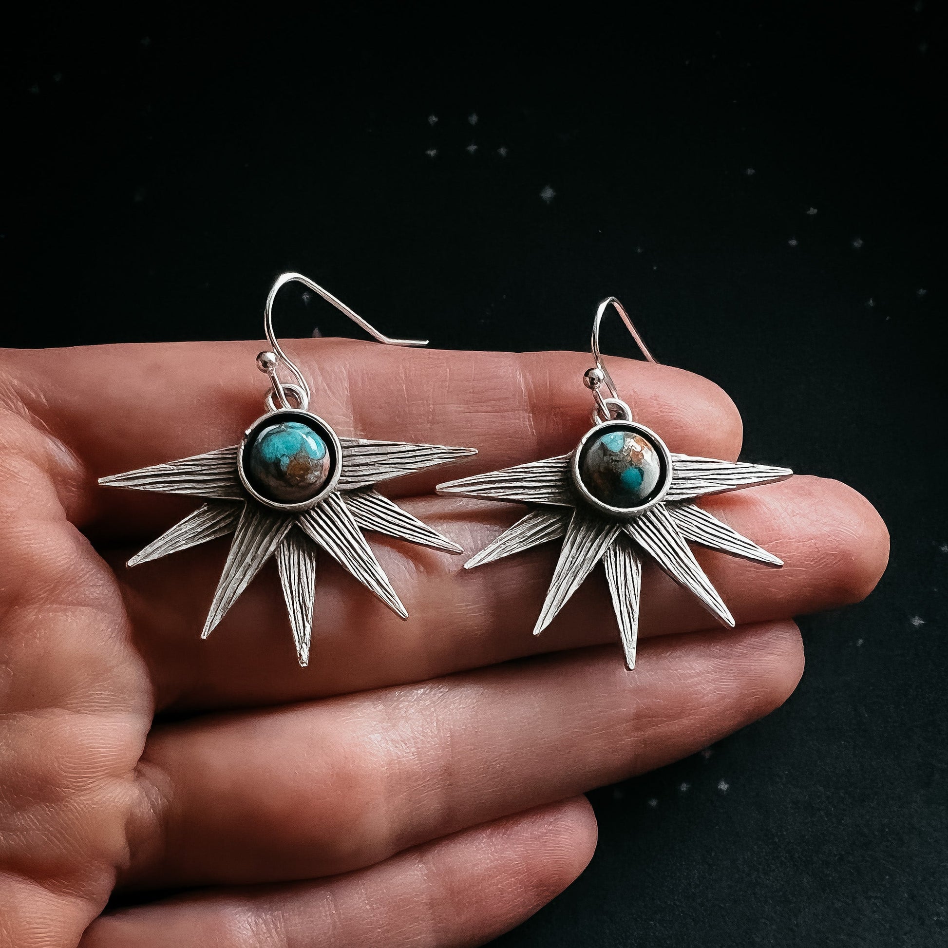 Sun Goddess Earrings with Copper Oyster Turquoise - Nova Luxe Charm