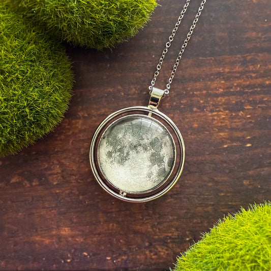 Full Moon Double Sided Fidget Pendant Necklace - Nova Luxe Charm