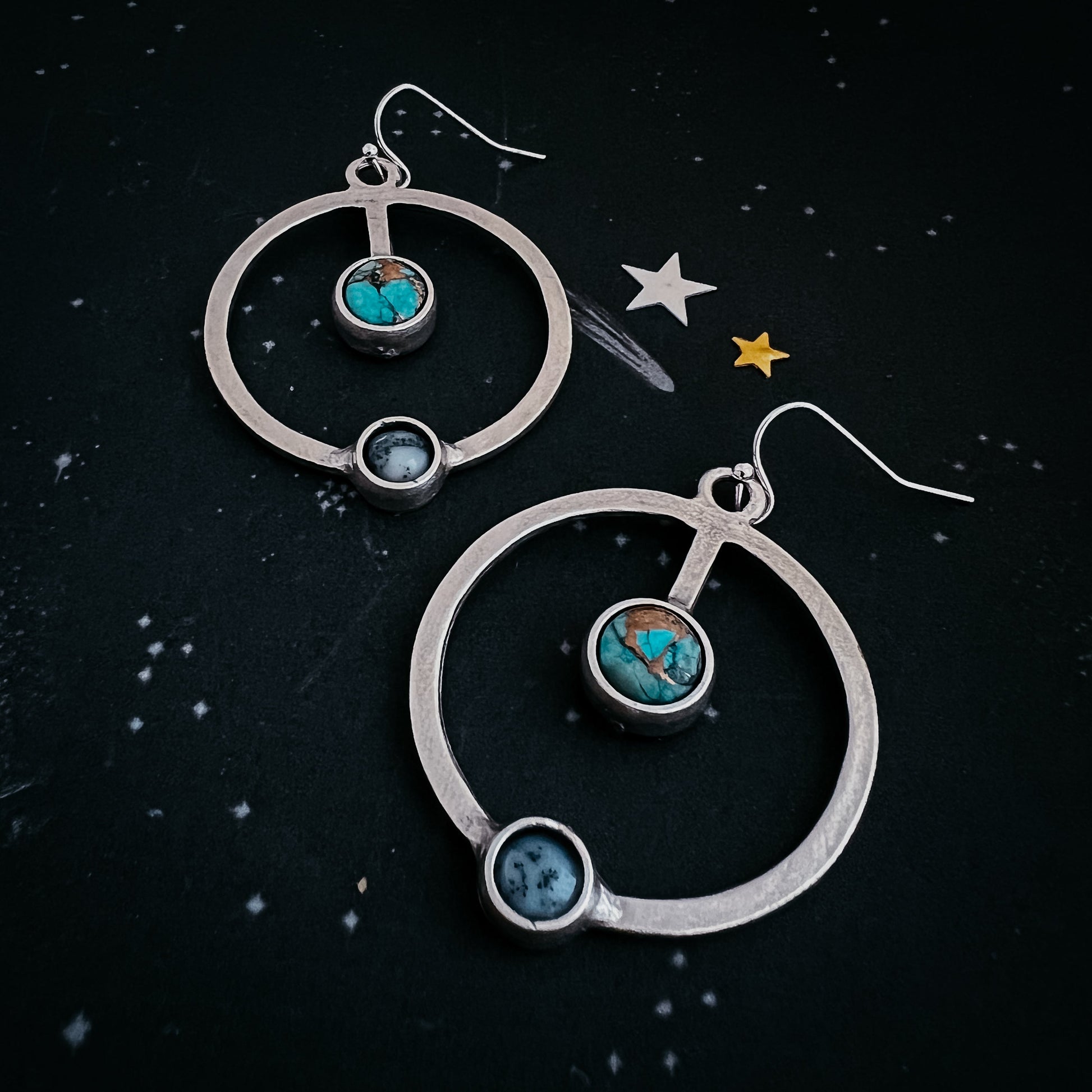 Artemis Earrings - Lunar Orbit Dangles with Natural Stones - Nova Luxe Charm