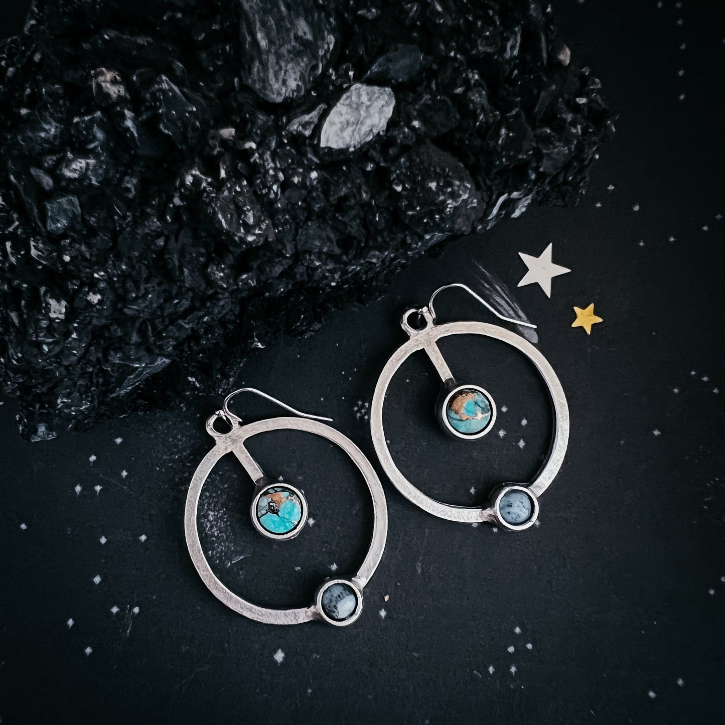 Artemis Earrings - Lunar Orbit Dangles with Natural Stones - Nova Luxe Charm