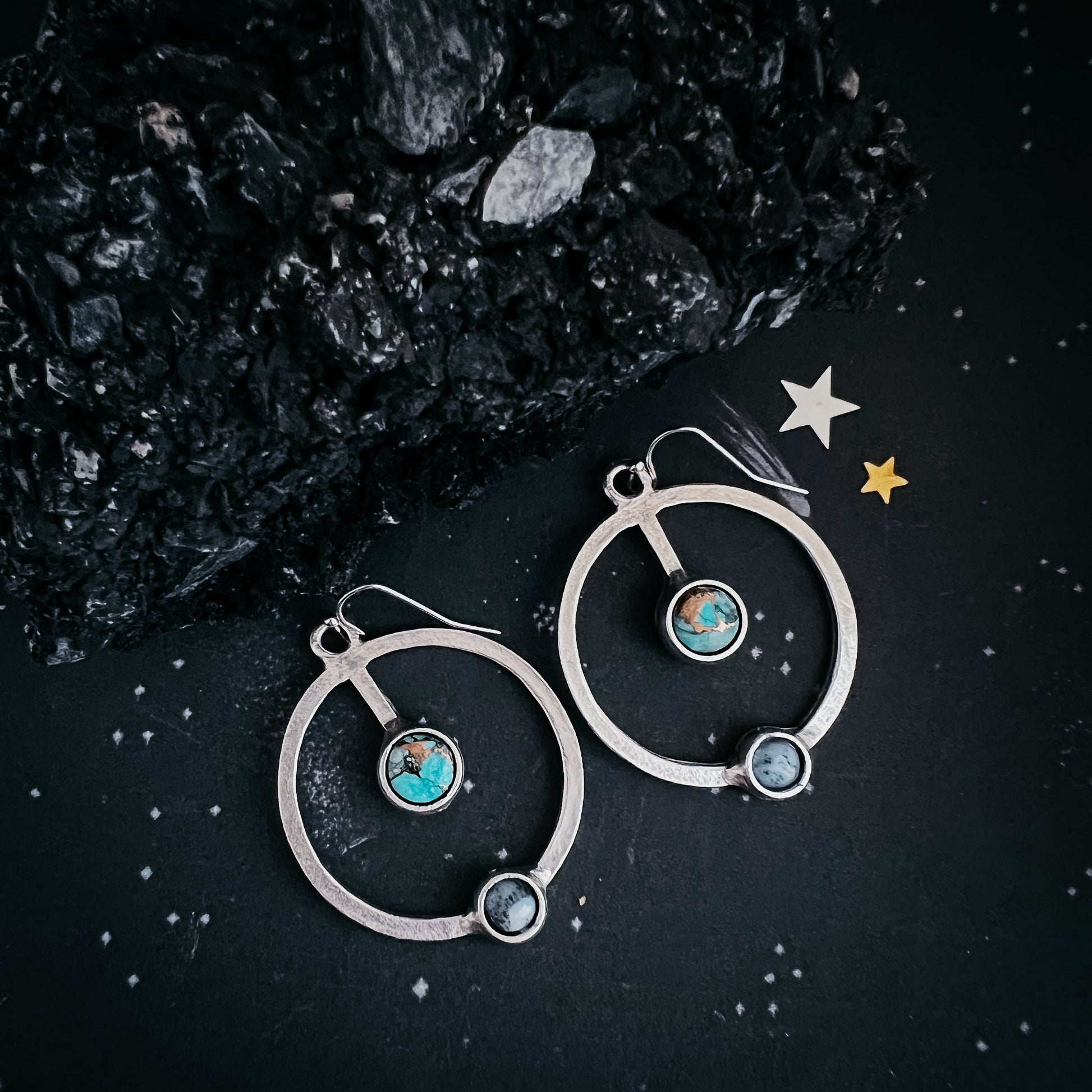 Artemis Earrings - Lunar Orbit Dangles with Natural Stones - Nova Luxe Charm