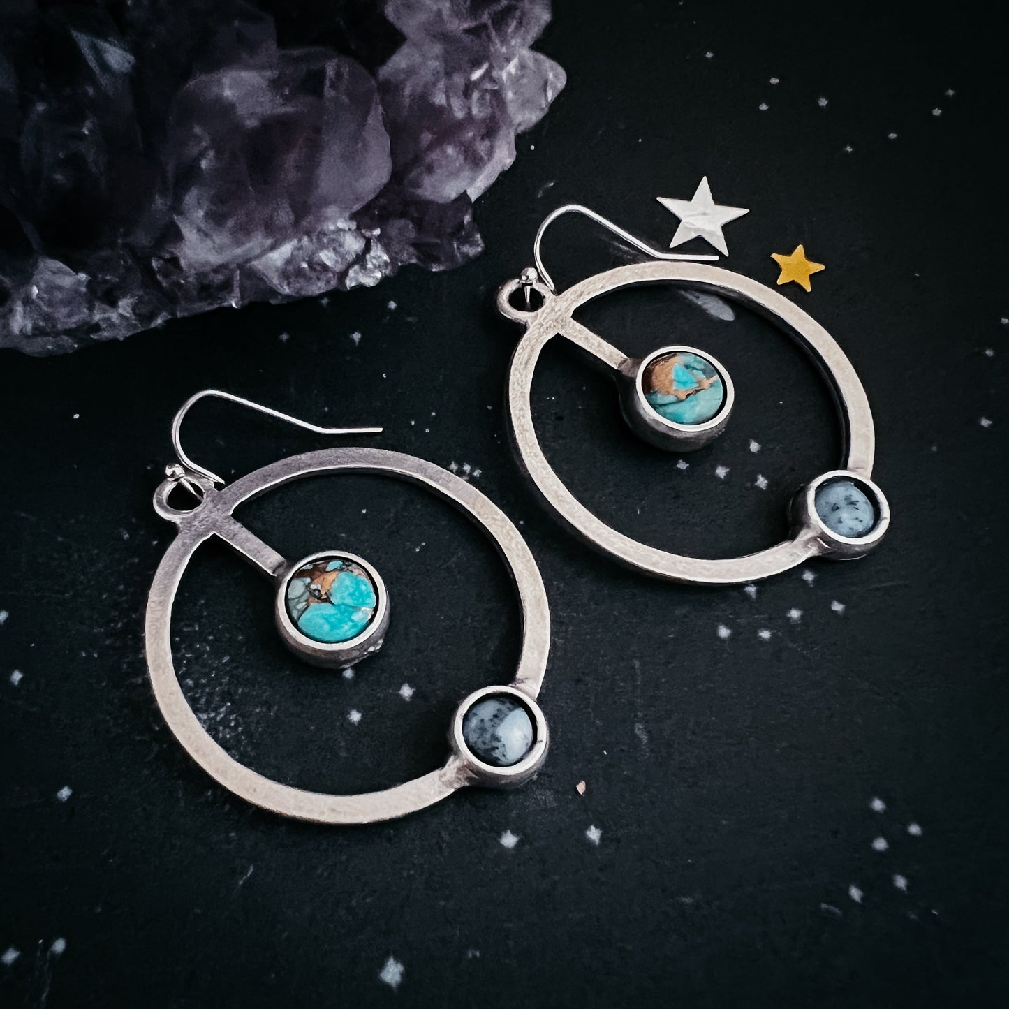 Artemis Earrings - Lunar Orbit Dangles with Natural Stones - Nova Luxe Charm
