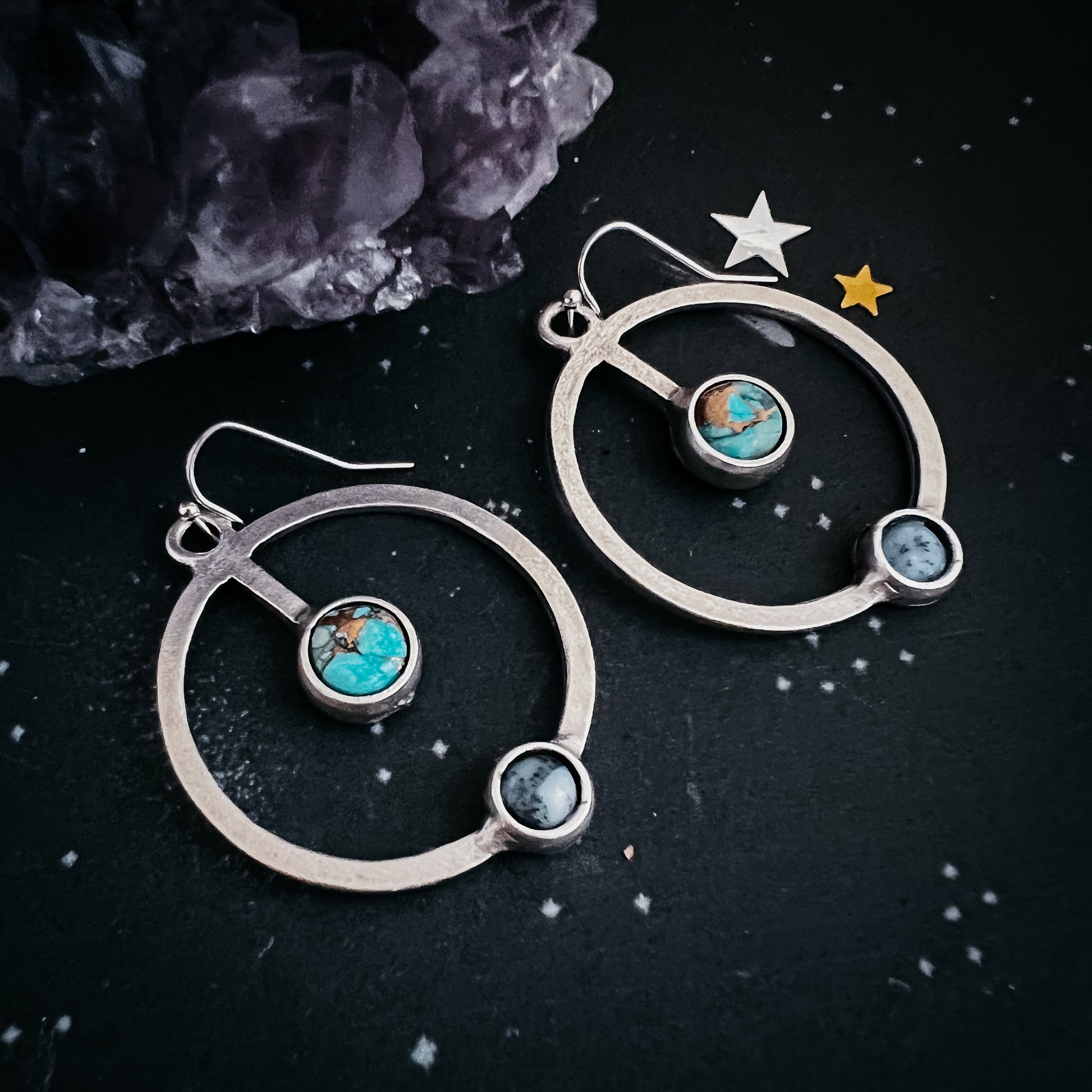 Artemis Earrings - Lunar Orbit Dangles with Natural Stones - Nova Luxe Charm