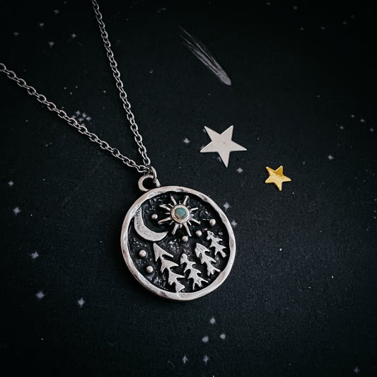 Starry Forest Night Pendant Necklace with Opal - Nova Luxe Charm