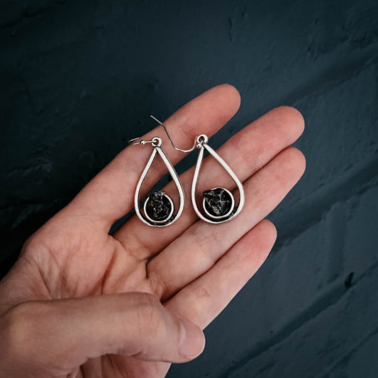 Teardrop Earrings with Raw Meteorite - Nova Luxe Charm