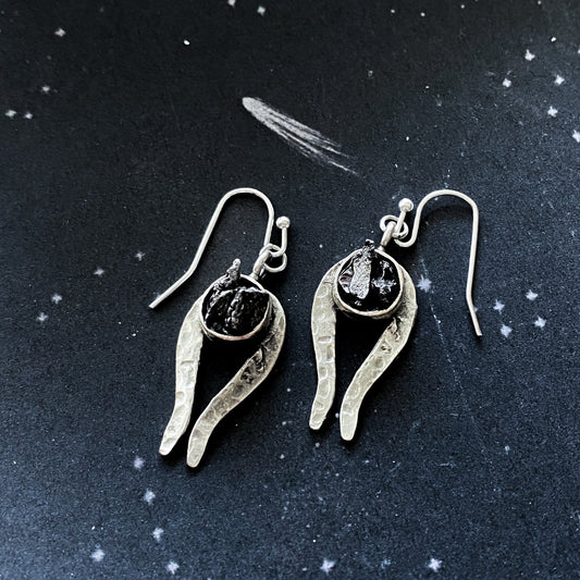 Comet Earrings with Authentic Meteorite - Nova Luxe Charm