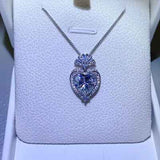 3 Carat Moissanite 925 Sterling Silver Heart Pendant Necklace