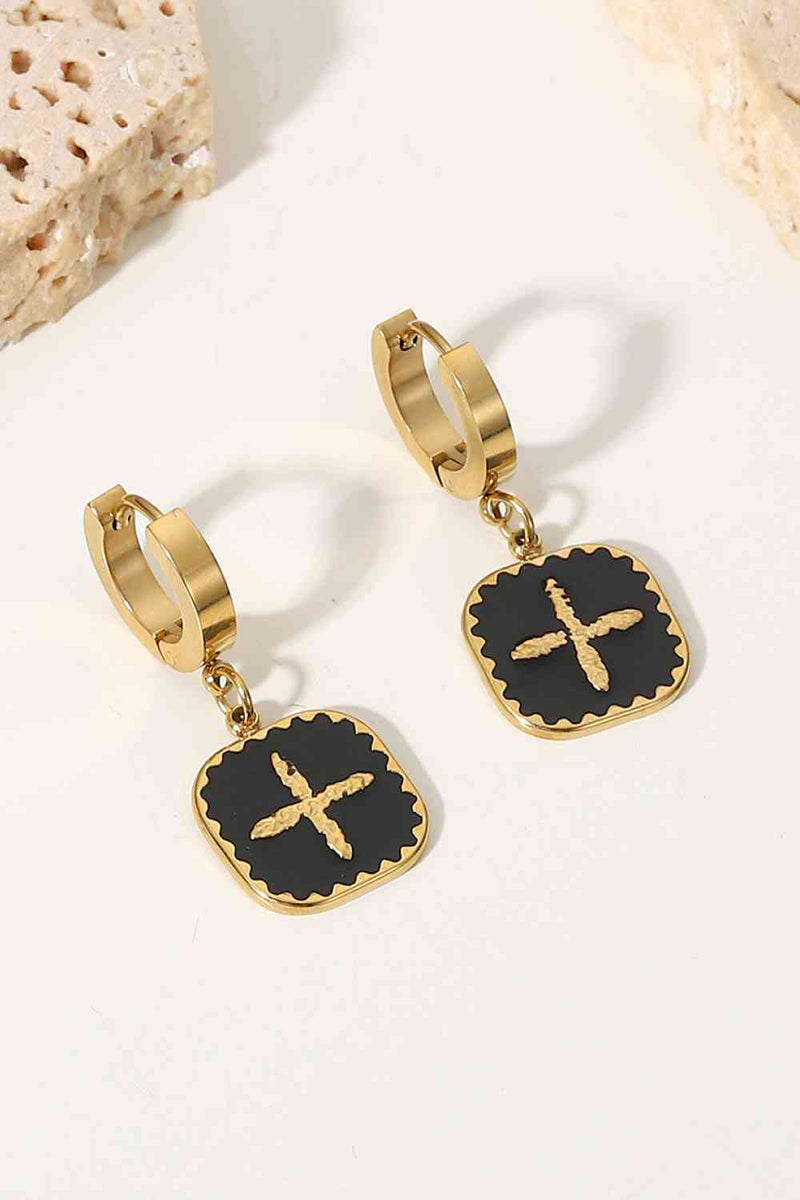 Plus Sign Square Shape Drop Earrings - Nova Luxe Charm