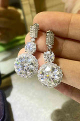 12 Carat Moissanite Platinum-Plated Drop Earrings - Nova Luxe Charm